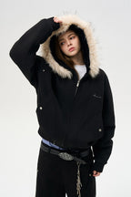 Paneled Fur Collar Jacket