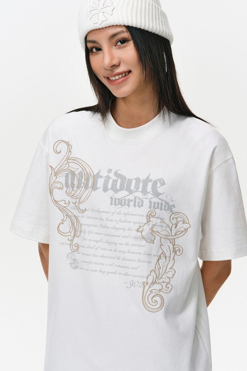 Iris Embroidery Script T-Shirt