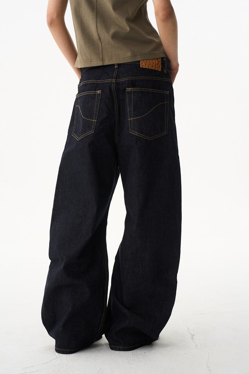Raw Denim Barrel Jeans