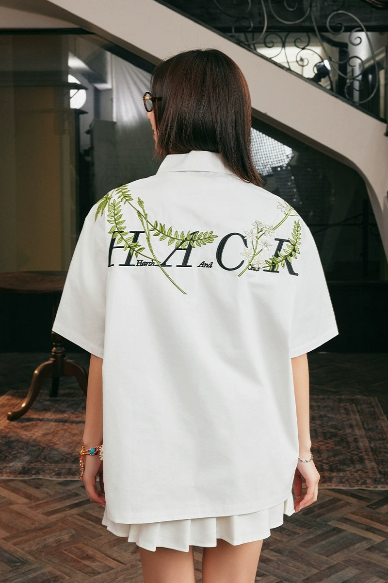 Floral Embroidery Cuban Shirt