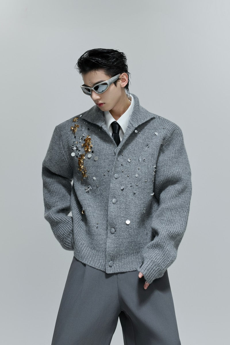 Sequin Turtleneck Knit Sweater