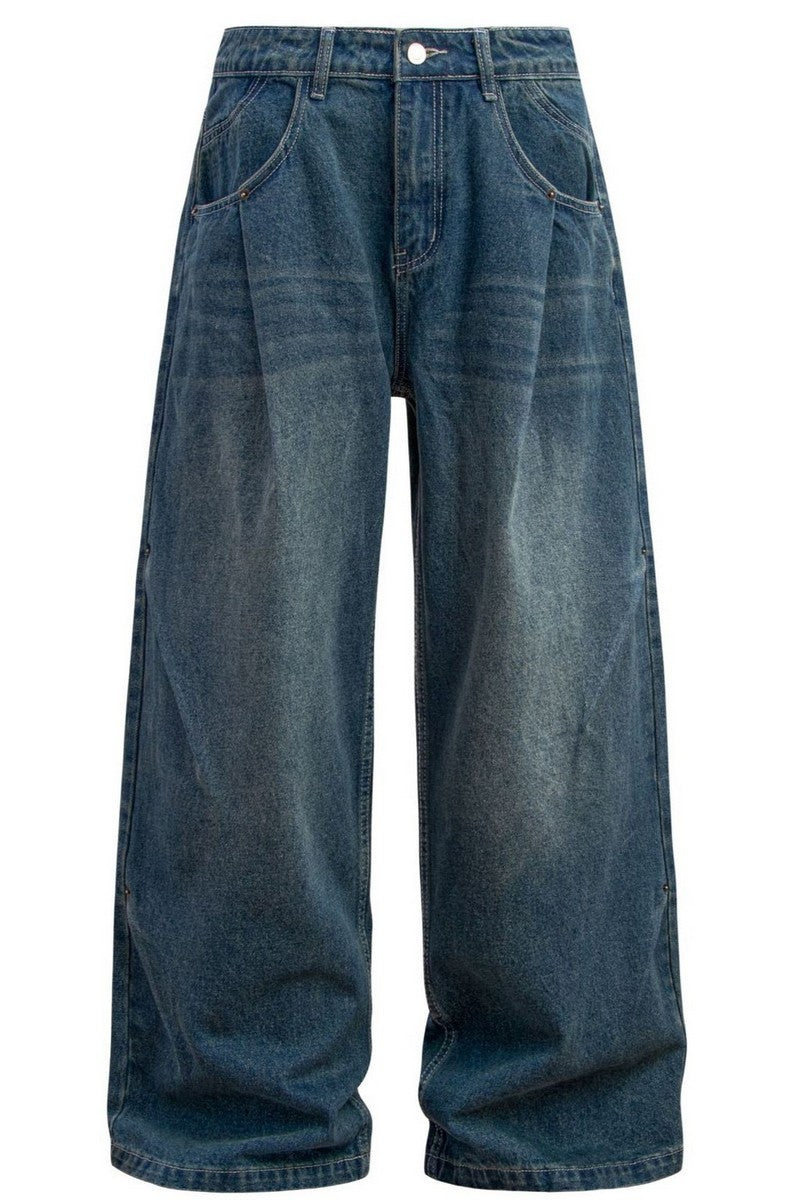 Double Pleat Baggy Jeans