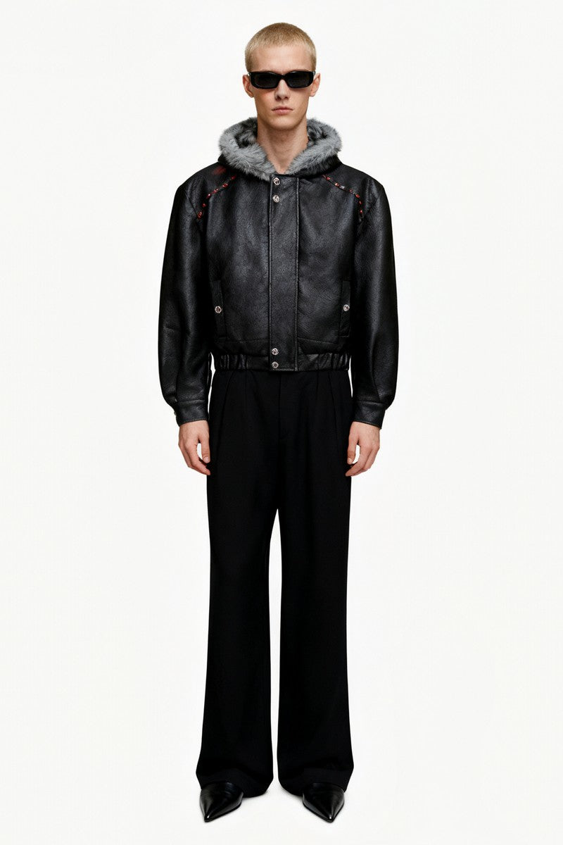 Fur Hood Padded Biker Jacket