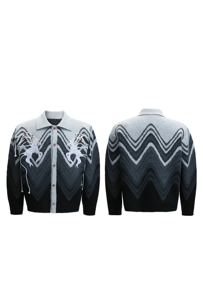 Gradient Knit Polo Cardigan