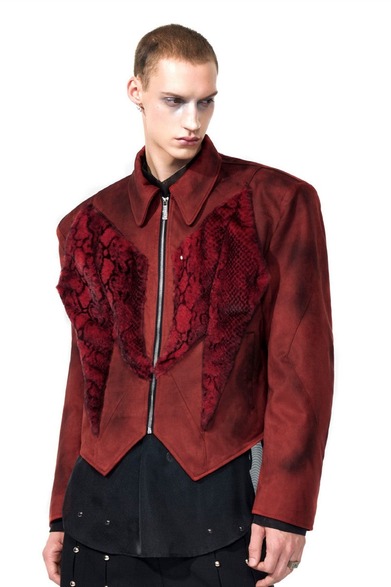 Snake Print Faux Fur Jacket