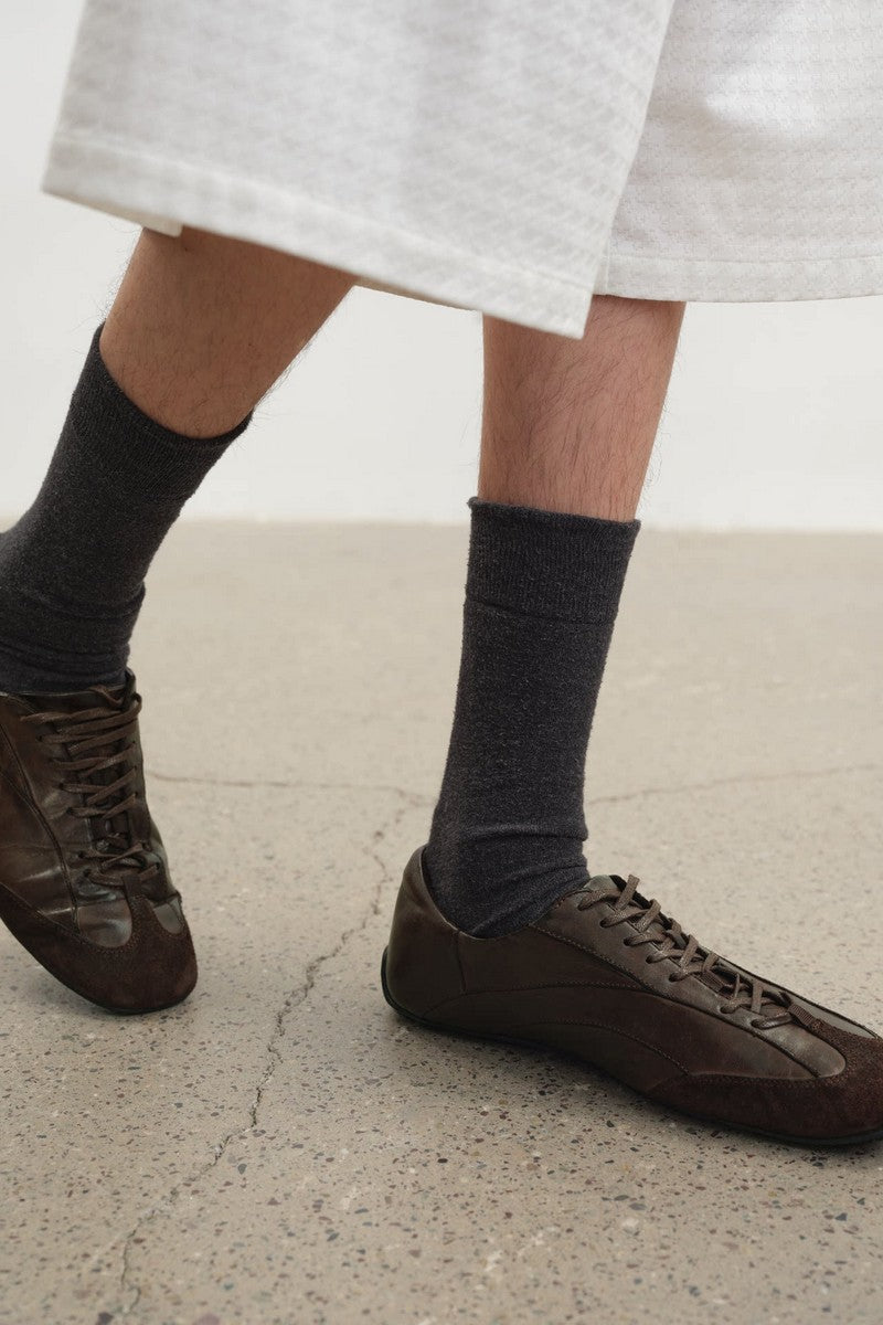 Washed Leather Trainer Shoes