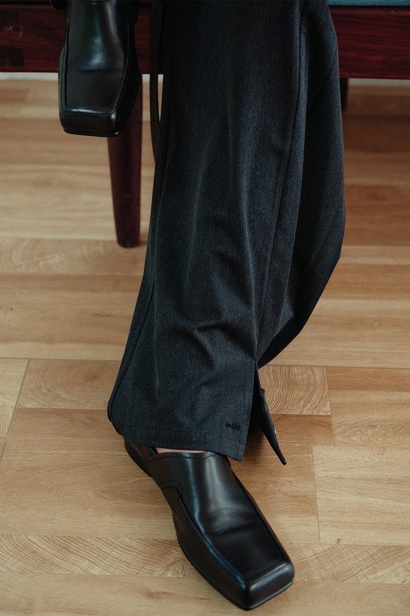 Square Toe Leather Derby Shoes
