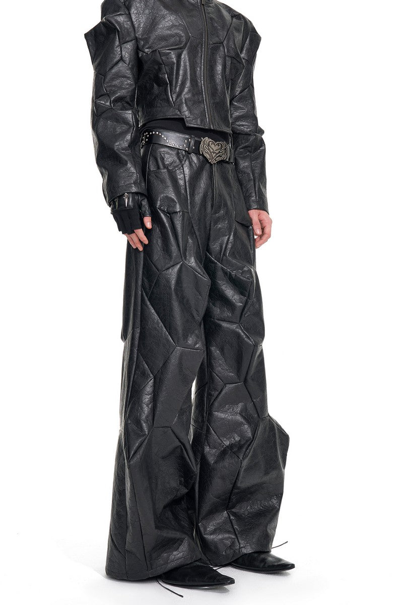 Deconstructed PU Irregular Cut Trousers