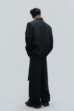 Belted Wool Suit Trousers