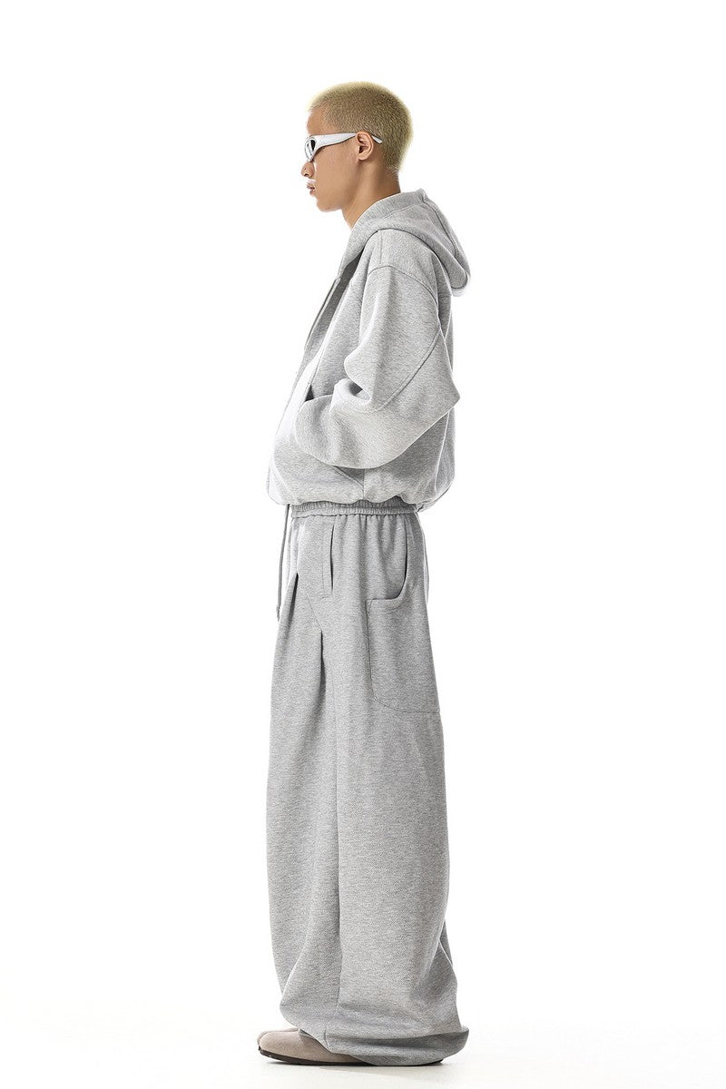 Grey Deconstructed Wide Sweatpants