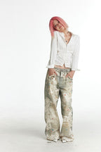 Vintage Graffiti Print Jeans