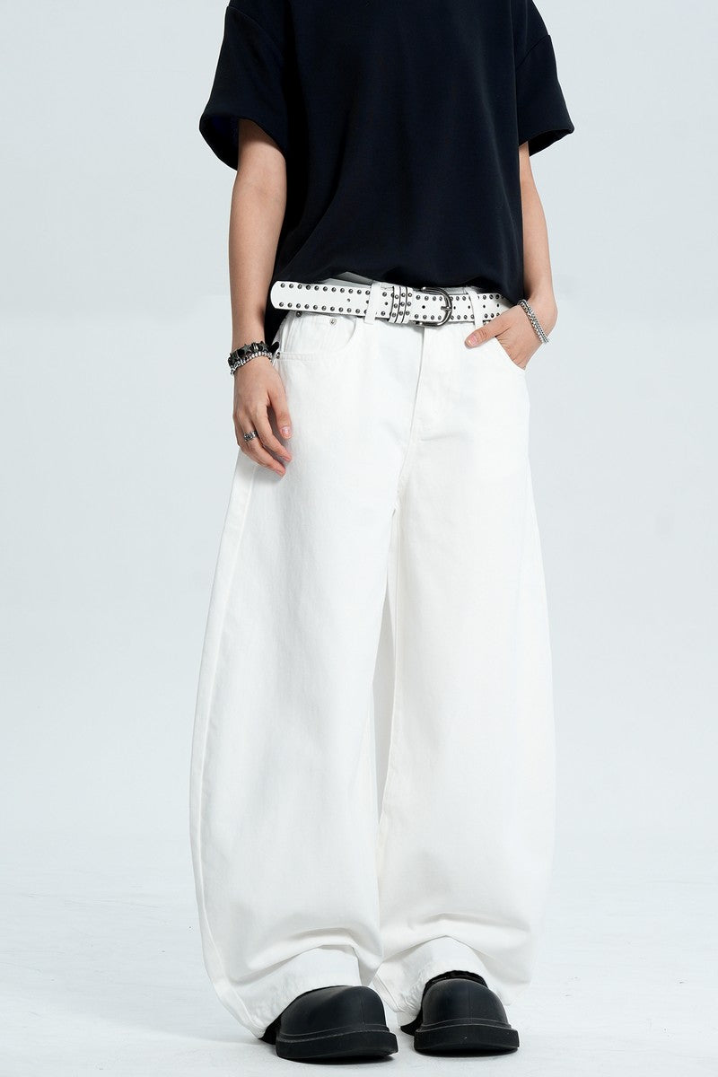 White Embroidered Scythe Jeans