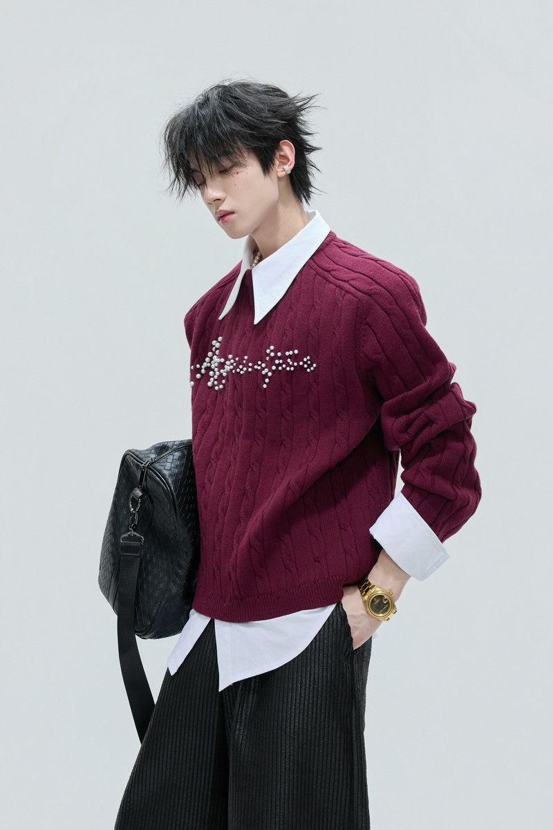 Layered Pearl Knit Sweater