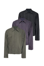 Textured Striped Overshirt