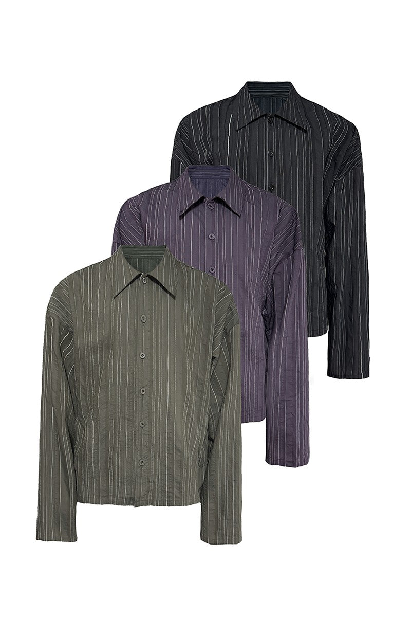 Textured Striped Overshirt