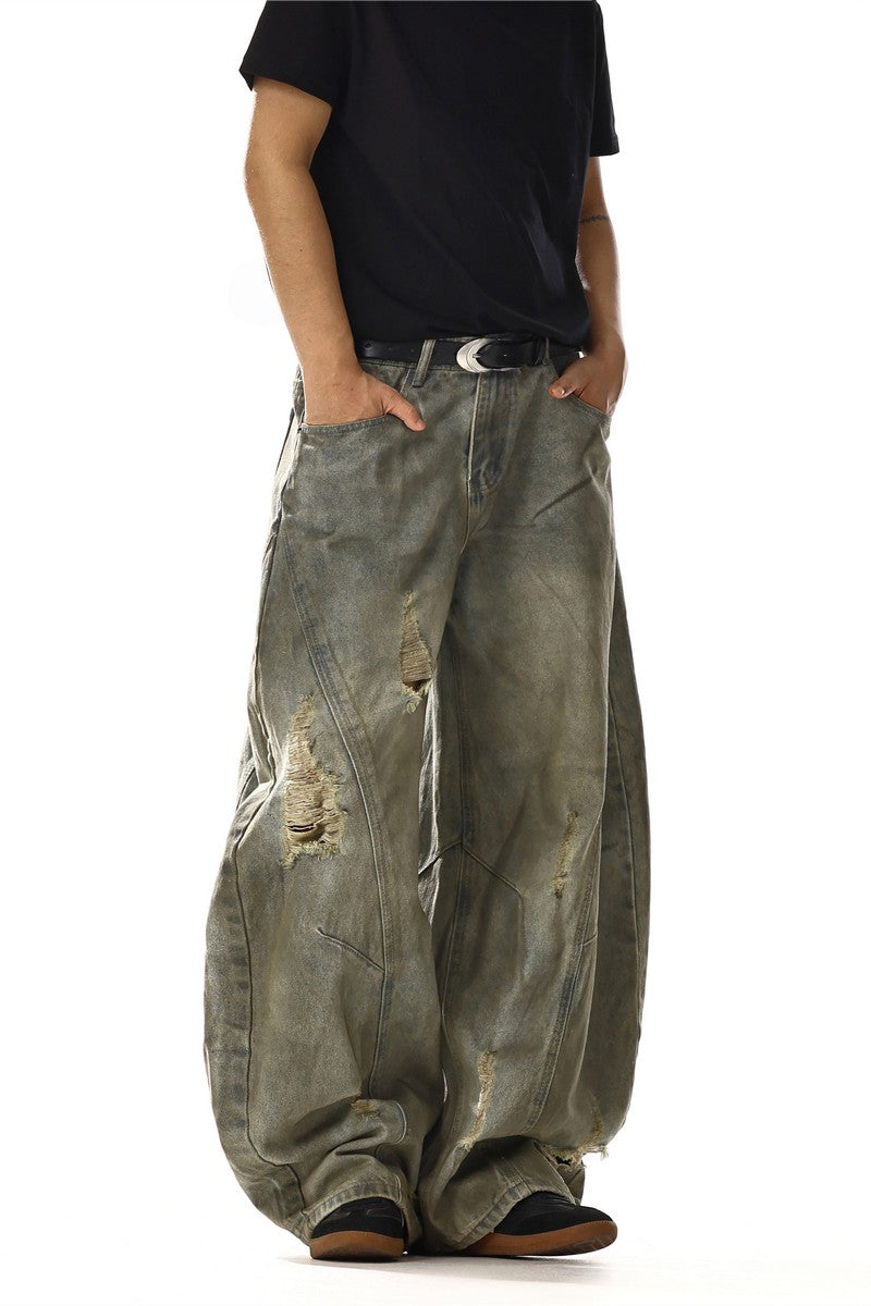 Vintage Washed Distressed Blade Jeans