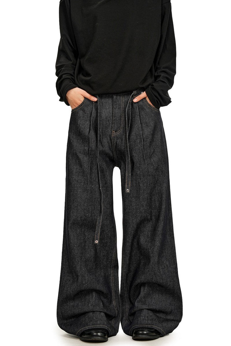 Drawstring Raw Denim Jeans
