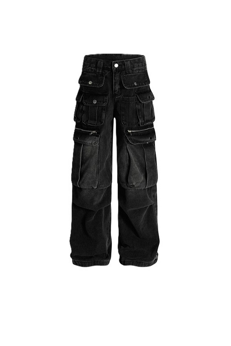 Multi Pocket Denim Cargo Pants