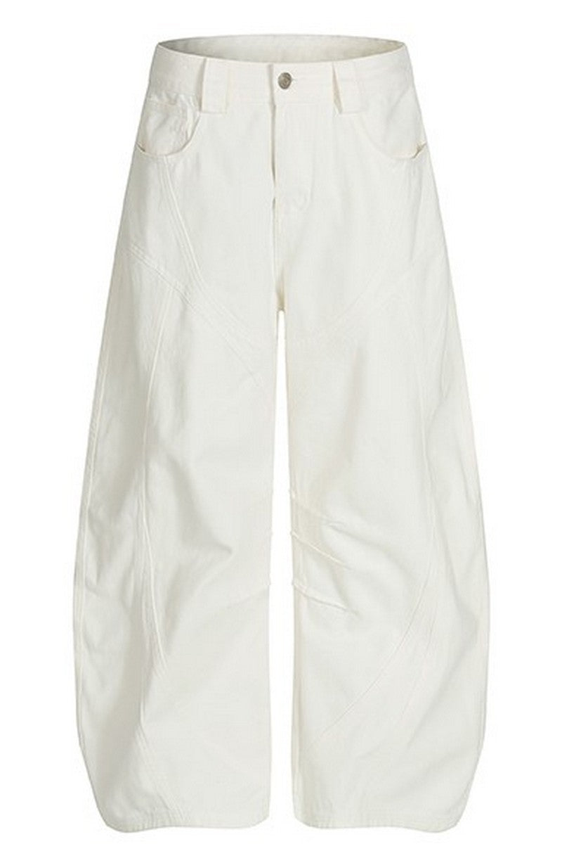 White Deconstructed Blade Jeans