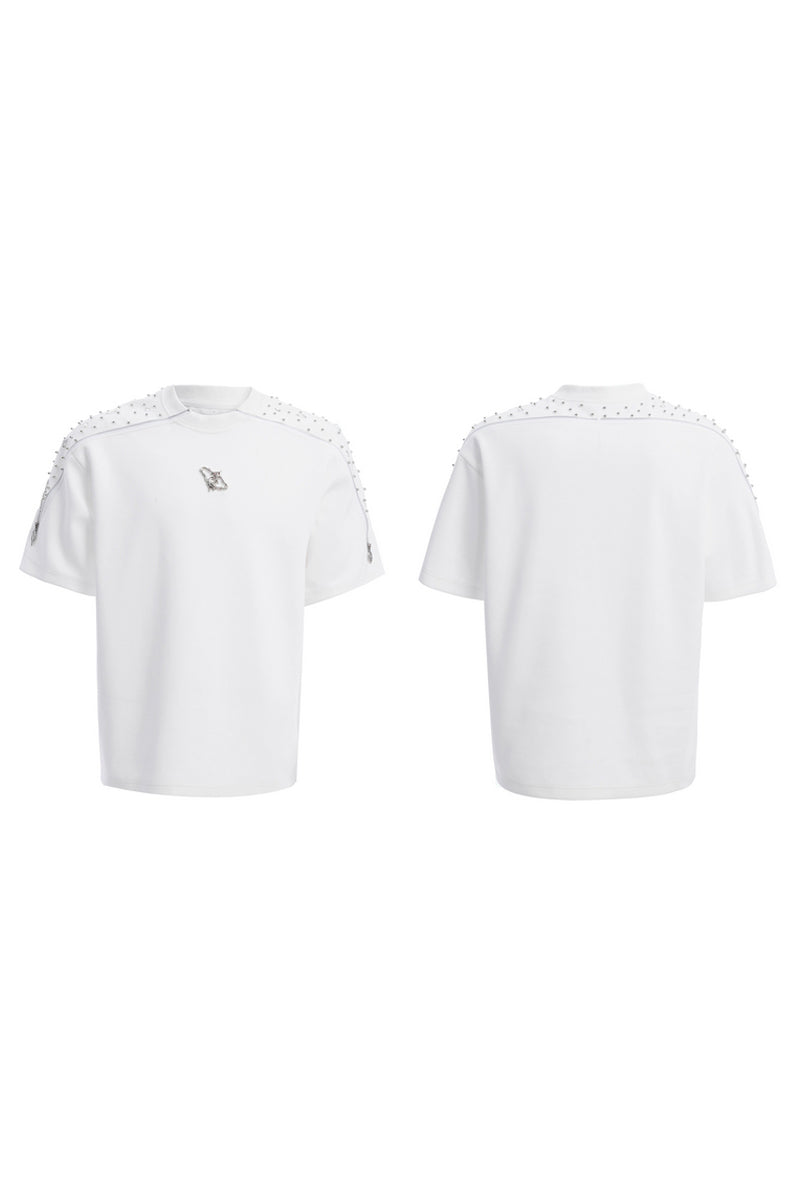 Rhinestone Zipper Detail T-Shirt