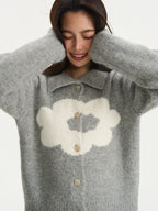Floral Knit Polo Cardigan