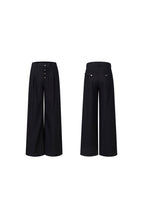 Pinstripe Draped Black Dress Pants