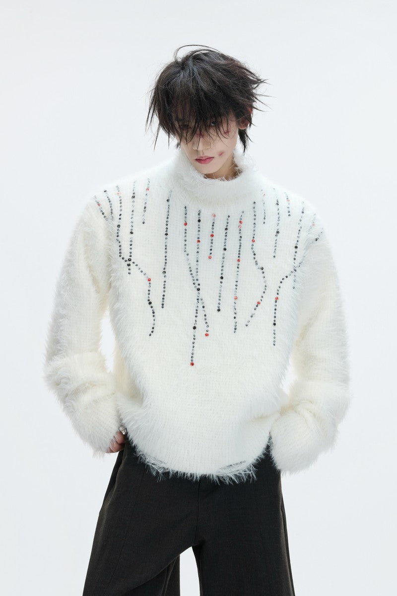 Embellished Cyber Turtleneck Sweater
