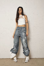 3D Pearl Chain Flared Jeans