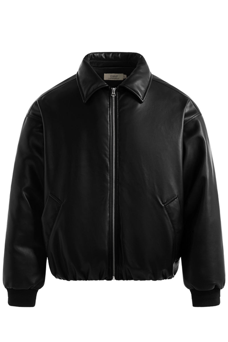 Vintage Short Padded Leather Jacket