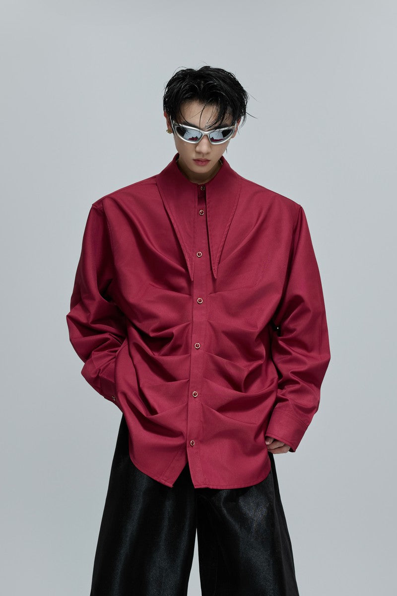 Ruched Scarf Collar Blouse