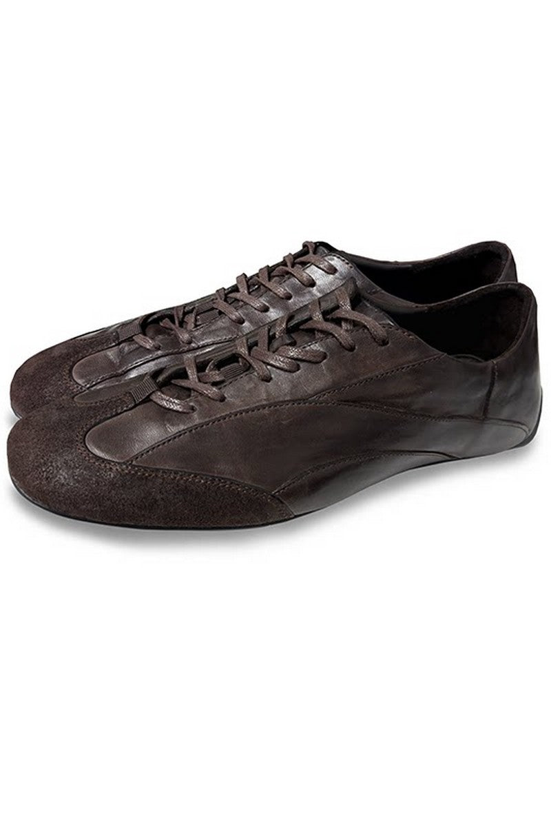 Washed Leather Trainer Shoes