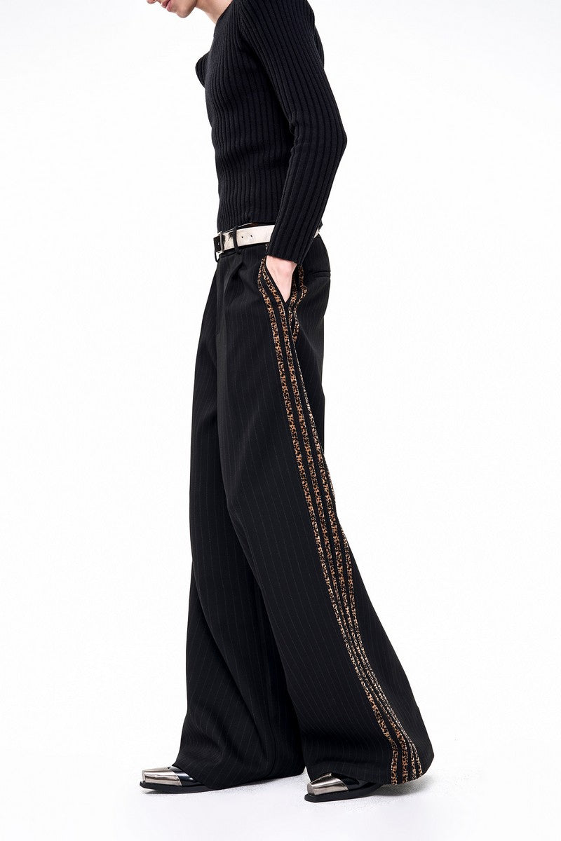 Striped Wide Leg Suit Trousers