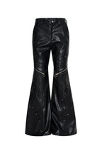 Snakeskin Flared Leather Pants