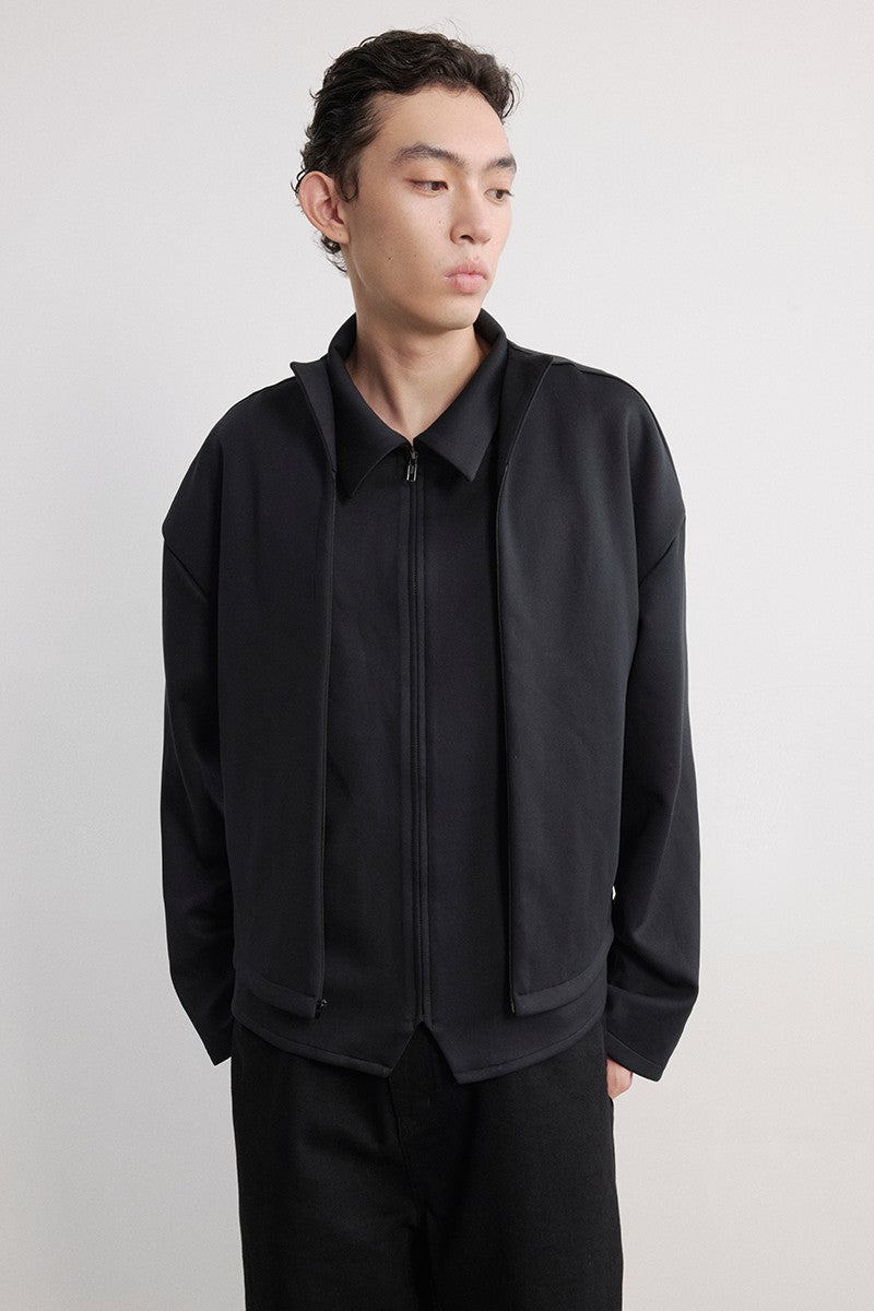 Layered Tencel Zip Overshirt
