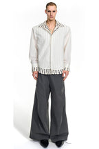 Foldable Waist Pinstripe Suit Pants