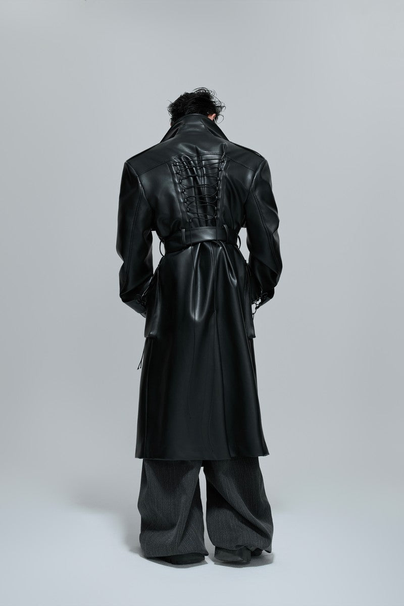 Deconstructed Belted Leather Trench