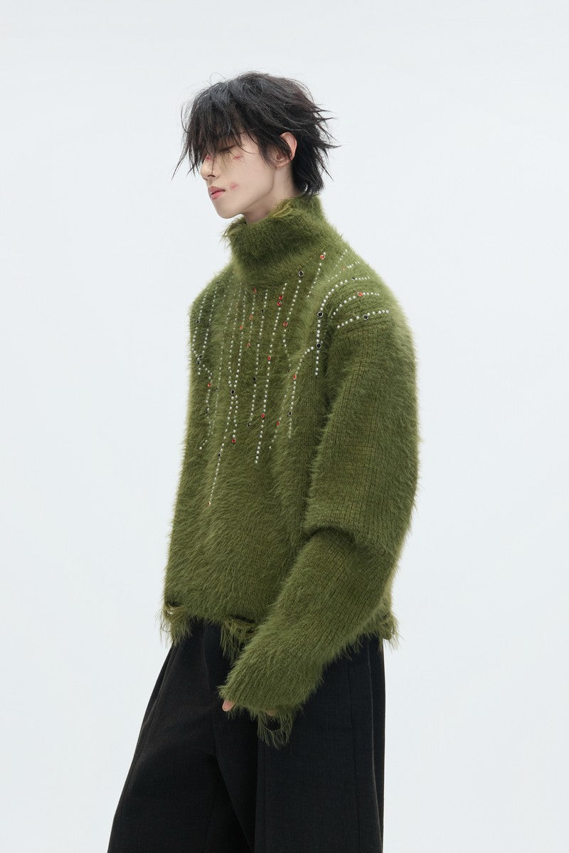 Embellished Cyber Turtleneck Sweater