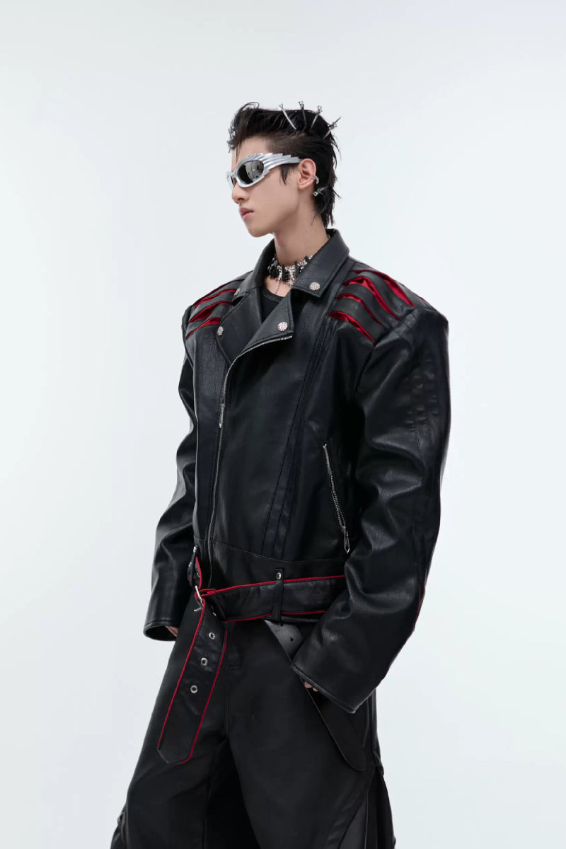 Deconstructed Spine Pleated Moto Jacket