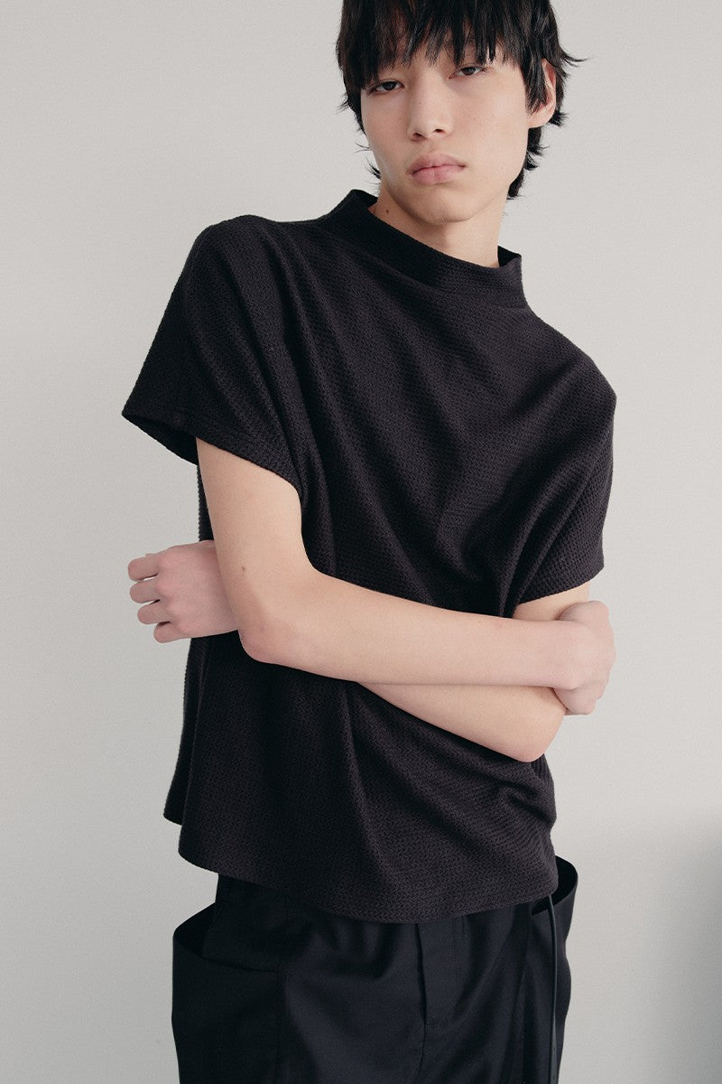 Textured Cowl Sleeve Tee