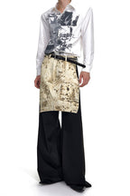 Leopard Panel Layered Look Trousers