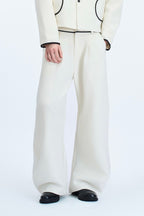 Colorblock Gem Button Tweed Trousers