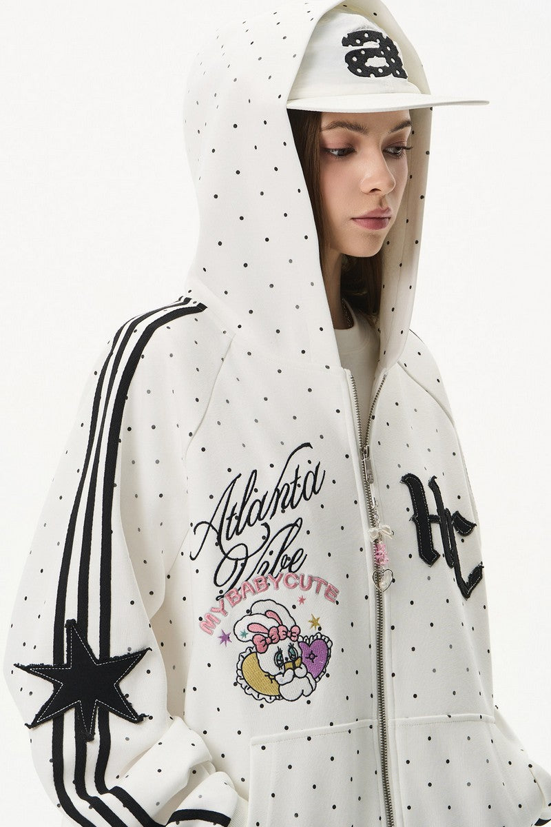 Polka Dot Zip Up Hoodie
