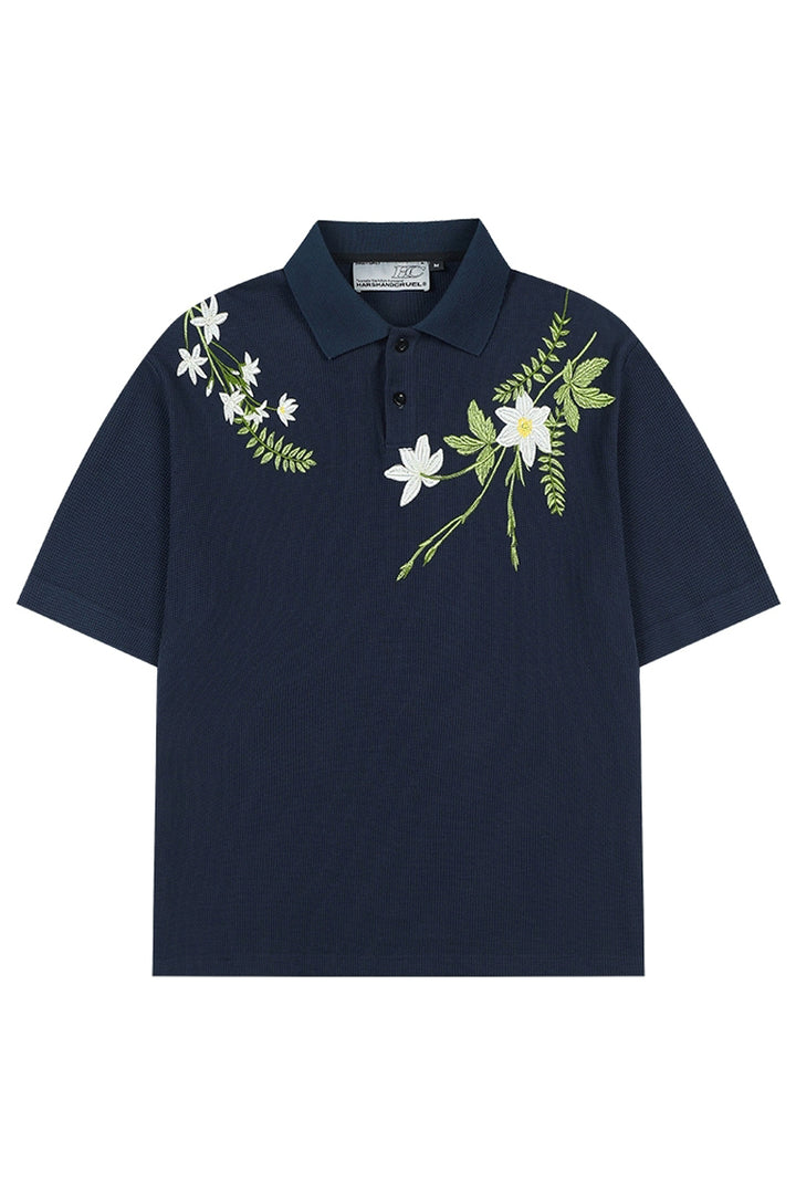 Embroidered Floral Wreath loose Polo