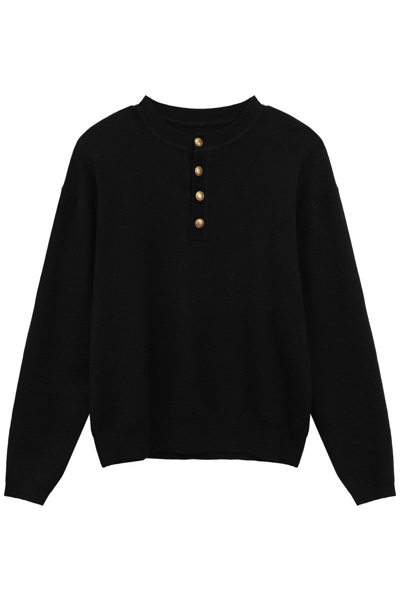 Henley Wool Knit Sweater