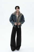 Fleece Lined Denim Puffer Jacket