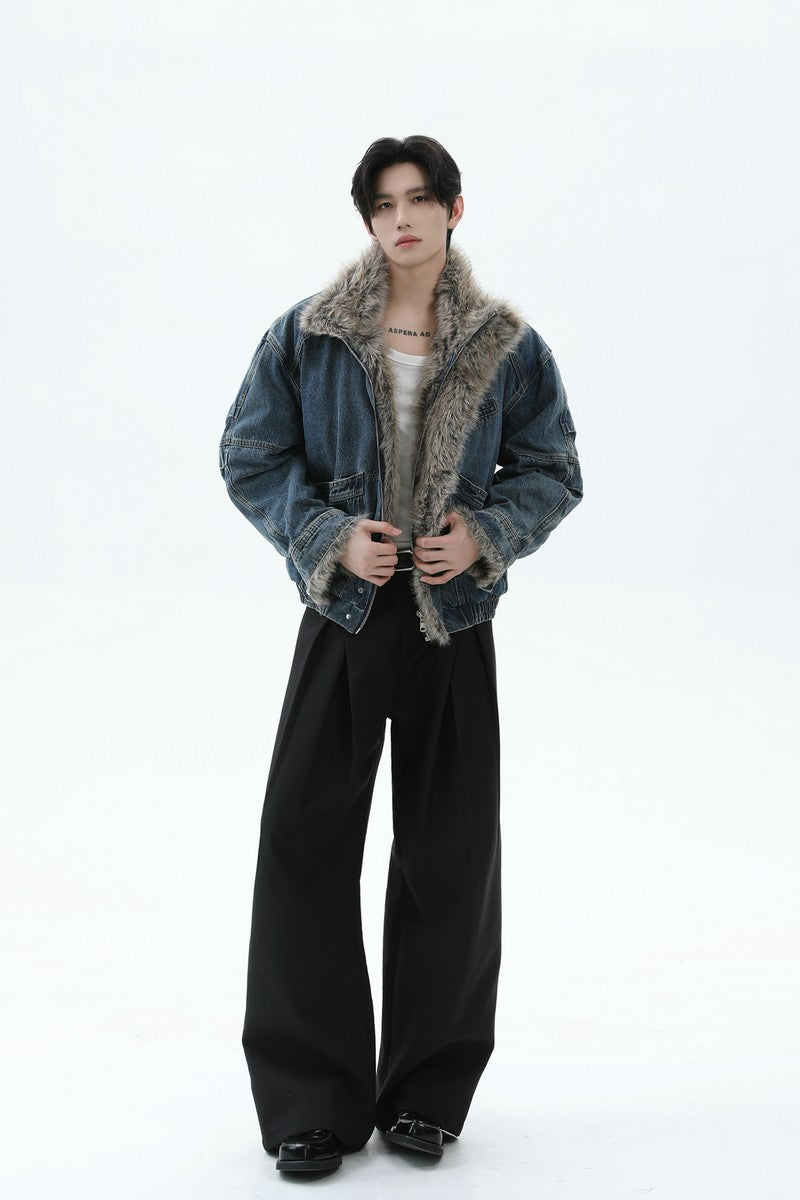 Fleece Lined Denim Puffer Jacket