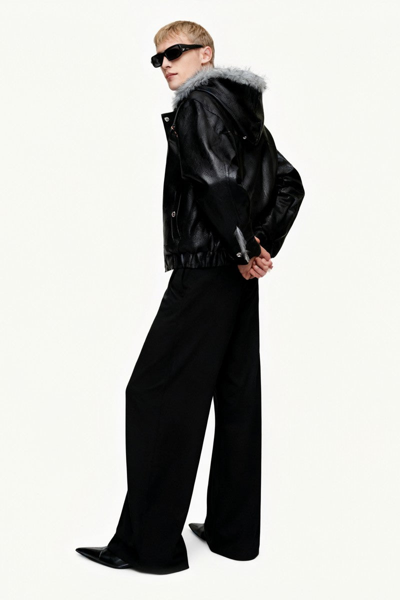 Fur Hood Padded Biker Jacket