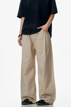 Khaki Wide-Leg Vintage Trousers