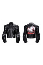 Animal Print Cropped Leather Jacket