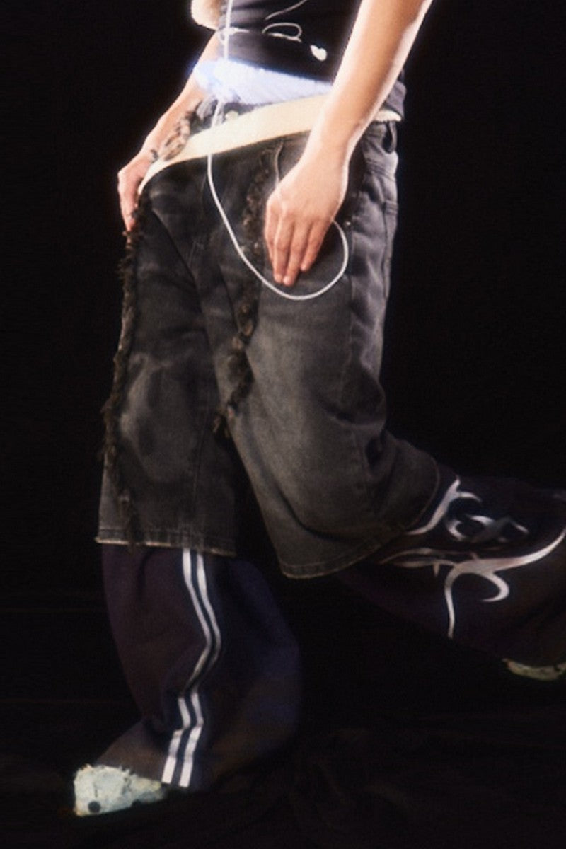 Reaper Feather Denim Shorts